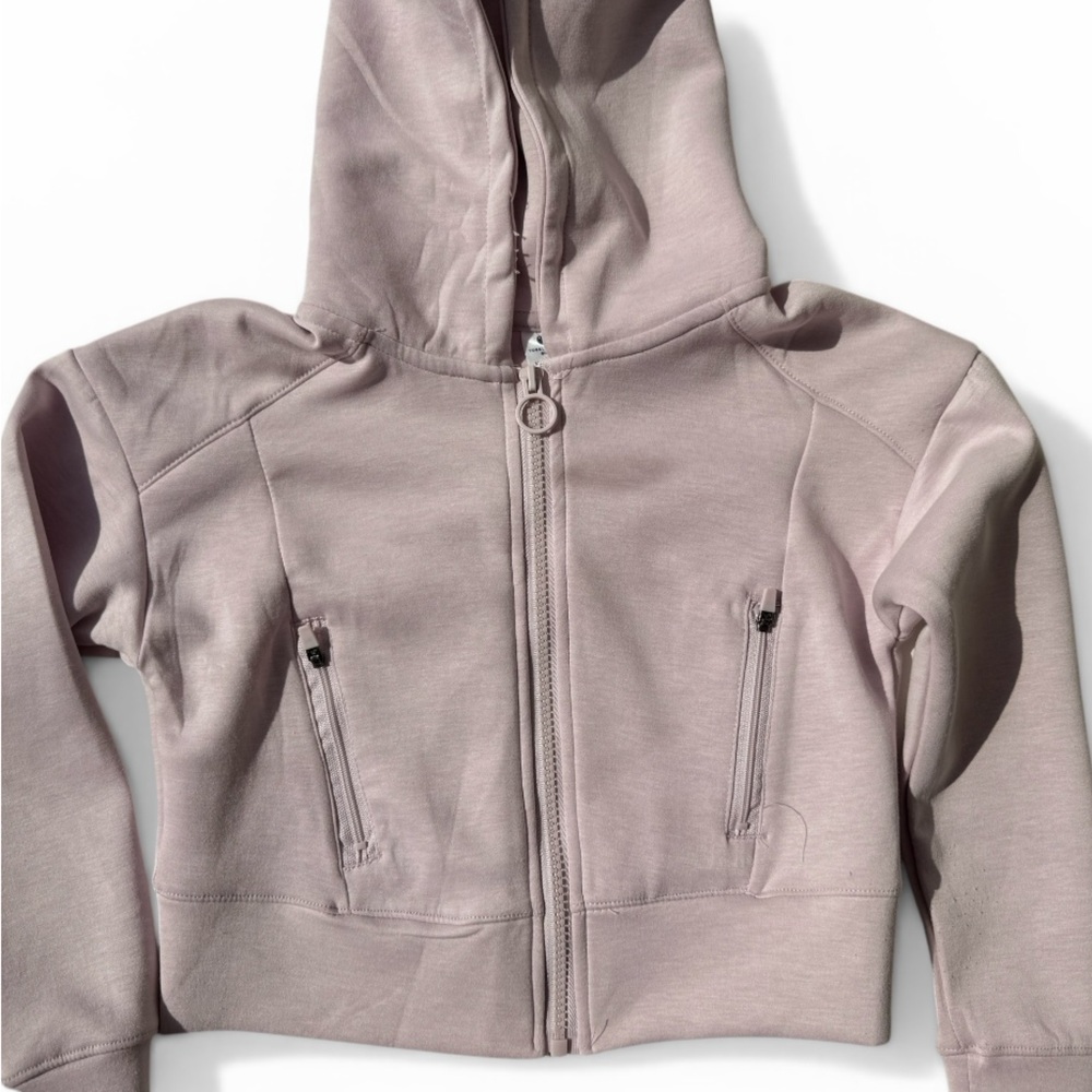 Girls' Dusty Pink Hooded Zip scuba Jacket 7/8